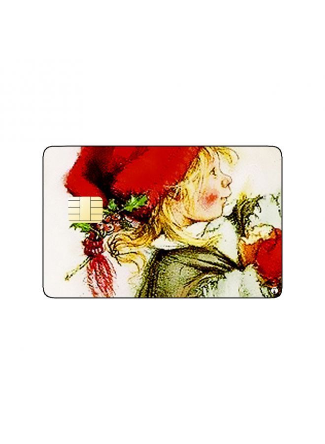 RKN PRINTED BANK CARD STICKER Cute Girl Drawing With Red Hat - Image 2