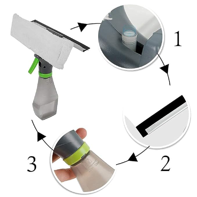 GOPSAM GOPSAM 3 in 1 Plastic Easy Glass Spray Type Cleaning Brush Wiper Clean Shave Car Window Cleaner for Car Window Mirror Glass Floor Stove with Spray Cleaning Cloth  - Image 3