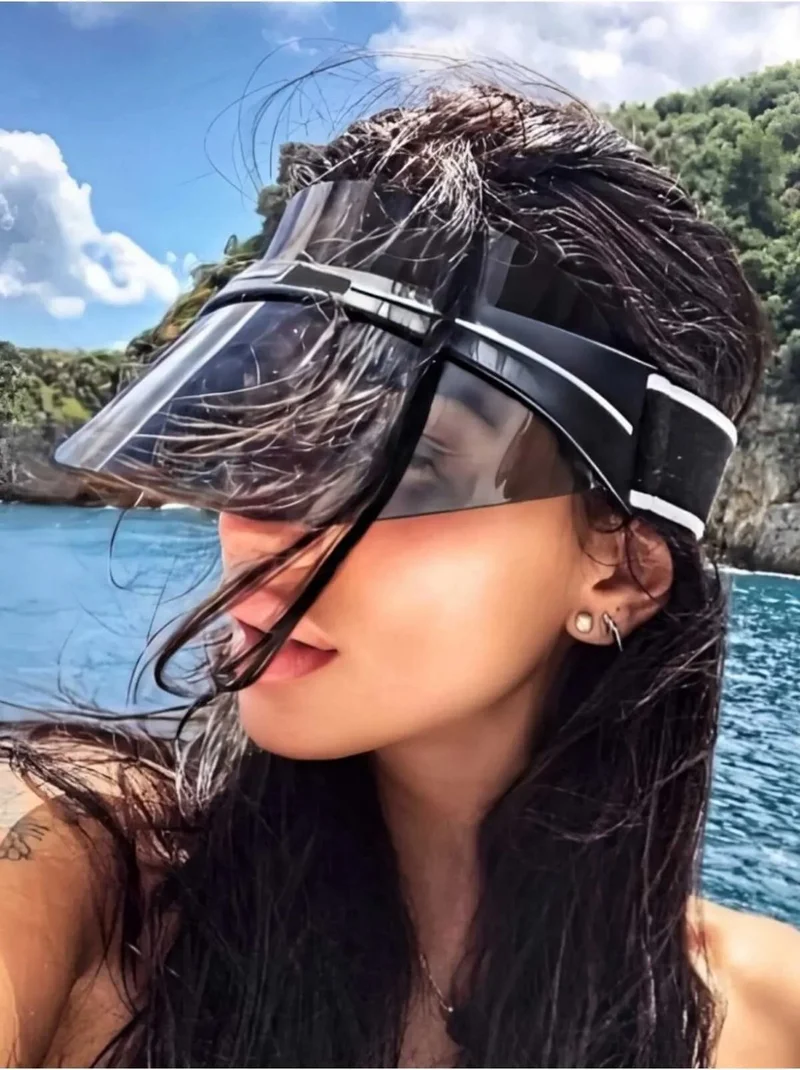 تيزجيلسين Women's Sunscreen Colored Plexiglass Visor Beach Hat