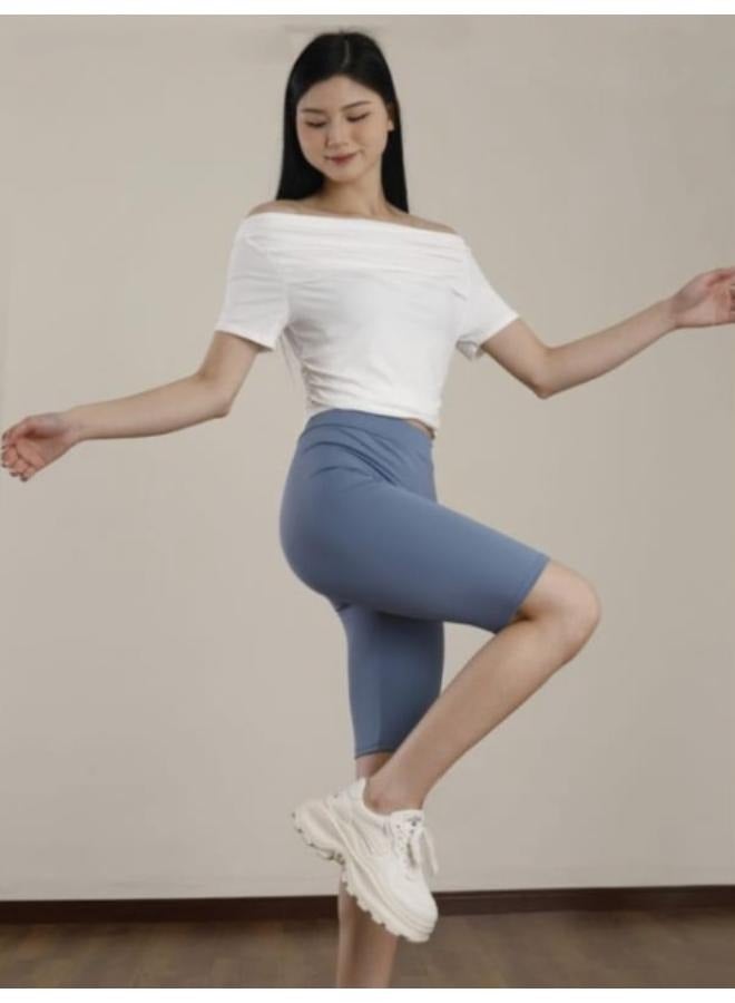 No brands شورت نسائي بدون خياطة بطول الركبة، بنطال ضيق للمشي وتمارين اليوغا وأكتيفيوير KU403 - Image 2
