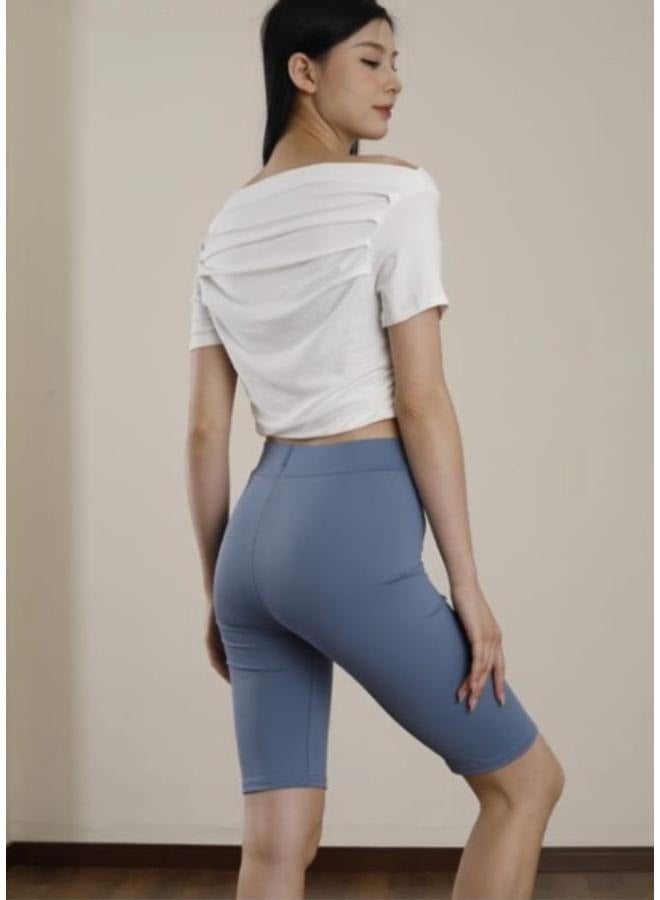 No brands شورت نسائي بدون خياطة بطول الركبة، بنطال ضيق للمشي وتمارين اليوغا وأكتيفيوير KU403 - Image 3