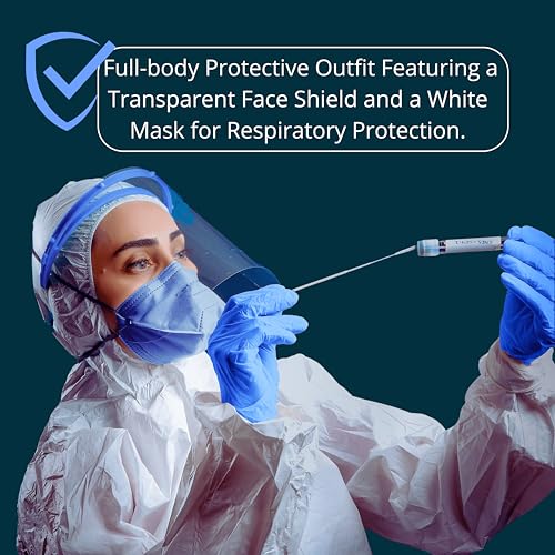 Zimchado Hazmat Suit Disposable Full Body Hazmat Suit PPE Equipment with Protective Face Shield, Disposable Face Masks Pair of Blue Nitrile Gloves and Shoe Covers Coveralls for Men and Woman (XX-Large) - Image 4