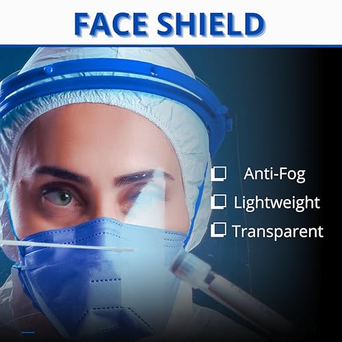 Zimchado Hazmat Suit Disposable Full Body Hazmat Suit PPE Equipment with Protective Face Shield, Disposable Face Masks Pair of Blue Nitrile Gloves and Shoe Covers Coveralls for Men and Woman (XX-Large) - Image 3