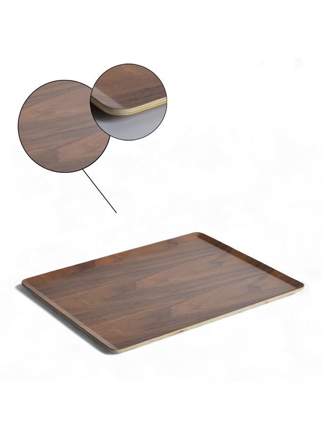 Trust Rectangular Natrual Walnut Wood Veneer Serving Tray Dark Brown 36X28CM  - Image 2