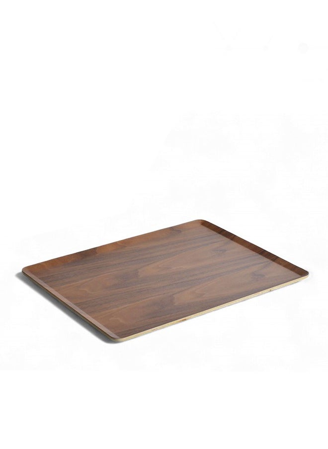 Trust Rectangular Natrual Walnut Wood Veneer Serving Tray Dark Brown 36X28CM  - Image 1