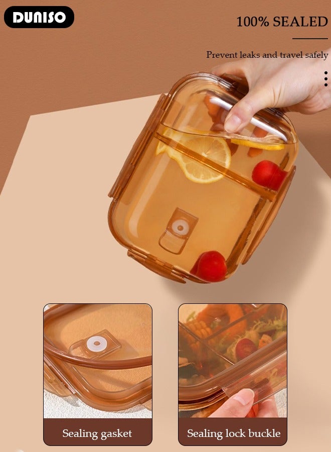 DUNISO 2 PCS Glass Lunch Box with Tableware, Leak-Proof Bento-Style Food Container with Airtight Lid and Divided, Reusable Airtight Food Storage Box with Lunch Bag, Food Storage Containers for Adults Kids Teens, Glass Meal Prep Containers for Storage/Food Container/Bento Lunch Box  - Image 2