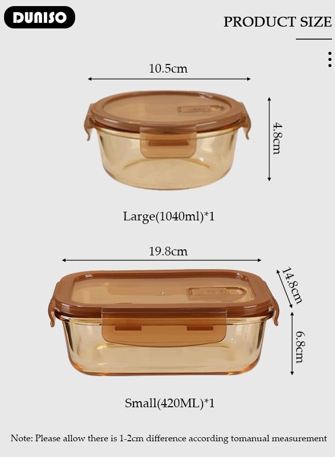 DUNISO 2 PCS Glass Lunch Box with Tableware, Leak-Proof Bento-Style Food Container with Airtight Lid and Divided, Reusable Airtight Food Storage Box with Lunch Bag, Food Storage Containers for Adults Kids Teens, Glass Meal Prep Containers for Storage/Food Container/Bento Lunch Box  - Image 4