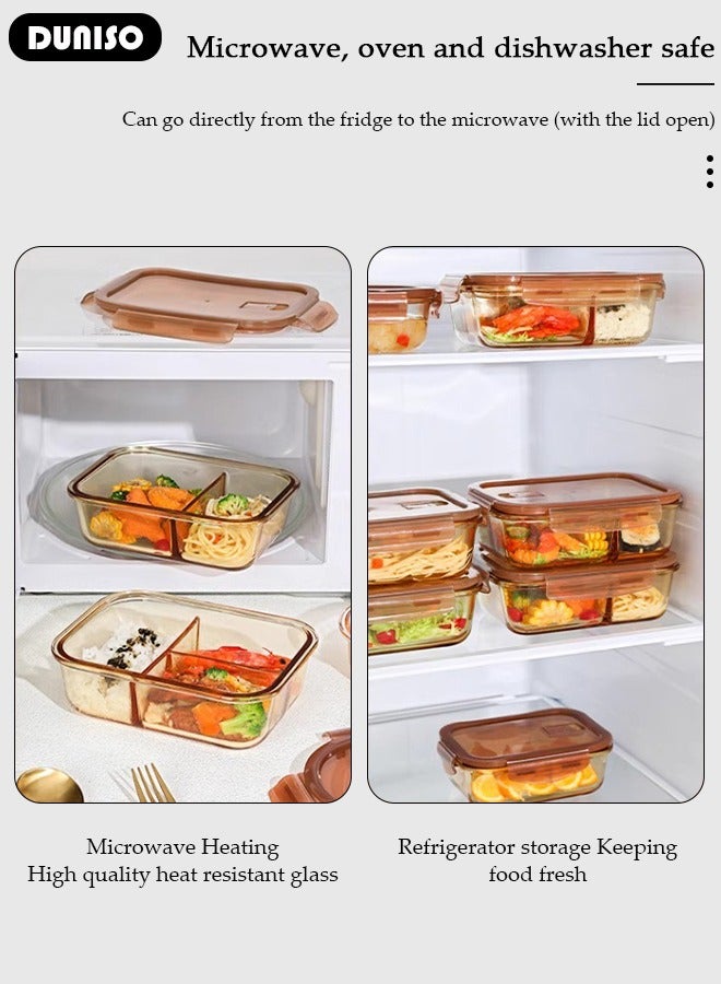 DUNISO 2 PCS Glass Lunch Box with Tableware, Leak-Proof Bento-Style Food Container with Airtight Lid and Divided, Reusable Airtight Food Storage Box with Lunch Bag, Food Storage Containers for Adults Kids Teens, Glass Meal Prep Containers for Storage/Food Container/Bento Lunch Box  - Image 3