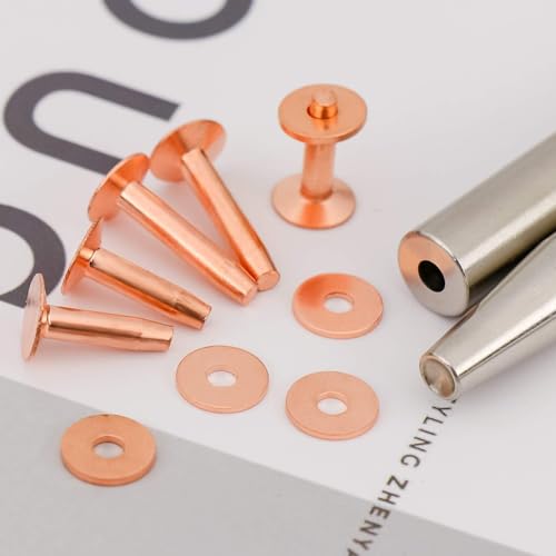 SelfTek 20Pack Copper Rivets and Burrs (14mm and 19mm) with 2Pcs Punch Rivet Tool for Belts, Bags, Collars, Leather-Crafting, Bracelets - Image 4