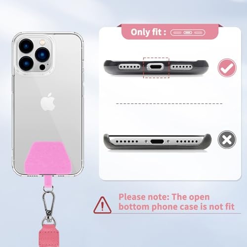 CACOE Phone Lanyard 2 Pcs Adjustable Neck Strap,4 Pcs Patches,Universal Crossbody Multifuctional Patch Cell Phone Lanyards Compatible with Most Smartphones(Black+Pink) - Image 3