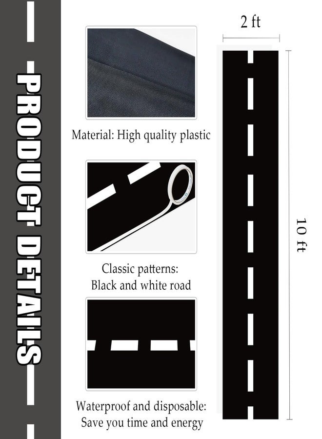 MUNILAIL 6 Pcs Road Table Runner Plastic 14 x 108 Disposable Runners for Race Car Theme Party Birthday Baby Shower Table Centerpiece Decorations Race Track Table Runner - Image 2