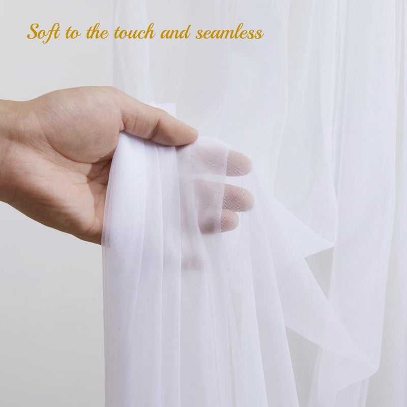 PARTISKY 10x10ft White Tulle Backdrop Curtain with Lights String for Parites, Sheer Curtain Backdrop Drapes for Wedding Baby Shower Bridal Shower Birthday Party Photography Background Decoration - Image 5
