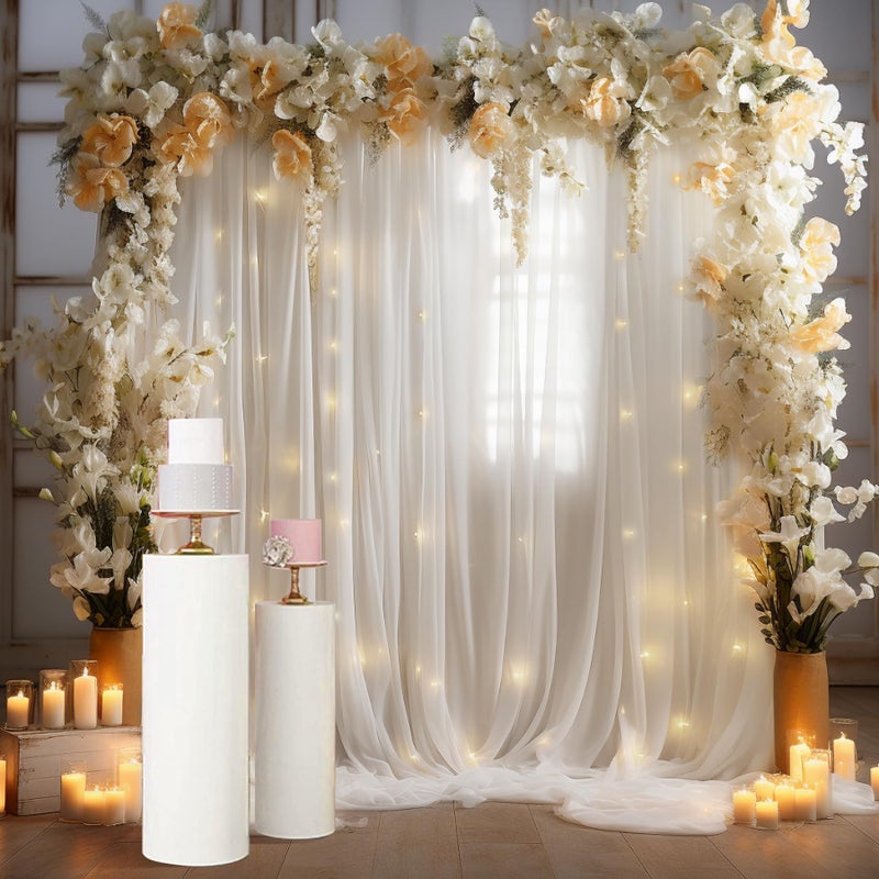 PARTISKY 10x10ft White Tulle Backdrop Curtain with Lights String for Parites, Sheer Curtain Backdrop Drapes for Wedding Baby Shower Bridal Shower Birthday Party Photography Background Decoration - Image 3