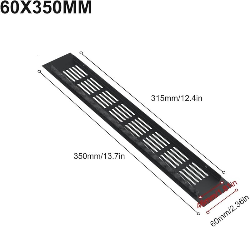 60x350mm Aluminum Rectangular Air Vent Grille Cover For Cabinet Wardrobe HVAC Home Improvement - Image 5