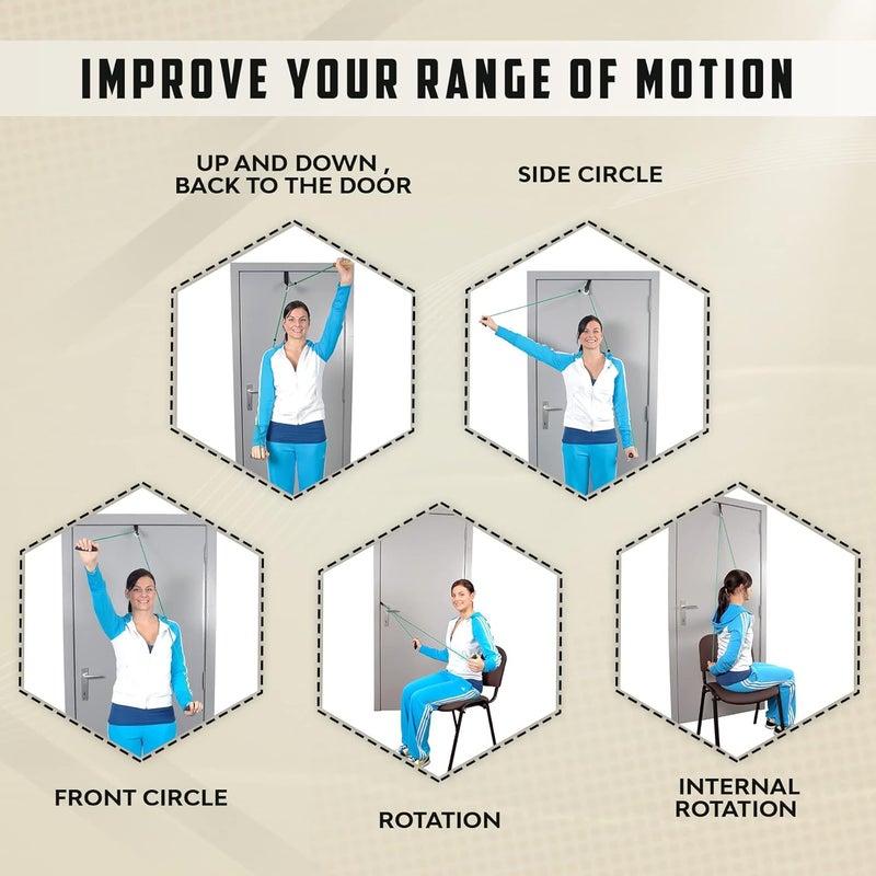 AARAM Overhead Shoulder Pulley Equipment Kit w/Rope for Physical Therapy, for Frozen Shoulder and Hand Physiotherapy Exercise and General Hand Movement Exercise. (Black with Hook) - Image 3