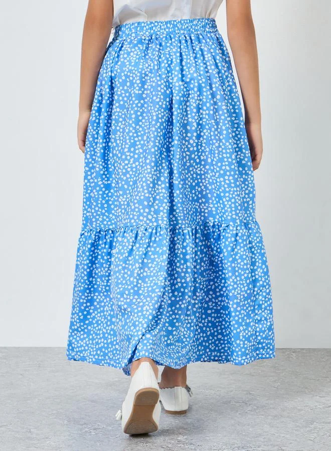 Styli Girls Blue Floral Maxi Skirt