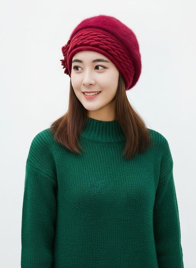 iSWEVEN Women's Synthetic Beanie (Pack of 1) (1058b_Wine Red_Free Size) - Image 2