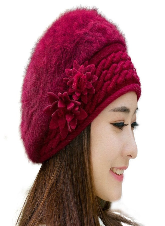 iSWEVEN Women's Synthetic Beanie (Pack of 1) (1058b_Wine Red_Free Size) - Image 1