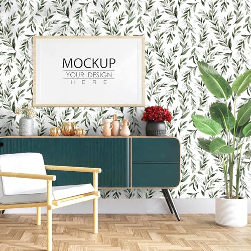 Erfoni Green Leaf Peel and Stick Wallpaper Green Contact Paper 17.7"x 118.1" Boho Leaves Self Adhesive Wallpaper Modern DIY Removable Wall Paper for Bedroom Cabinets Decor Vinyl Roll - Image 5