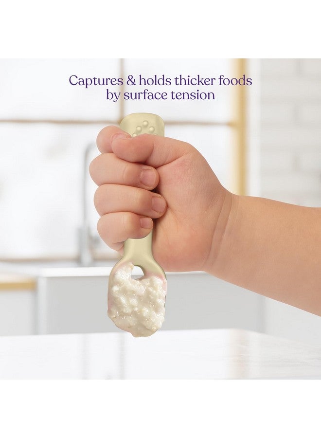 سبريك طقم ملاعق سيليكون للأطفال | ملاعق تغذية ذاتية للأطفال من عمر ٦ أشهر | ملاعق فطام ذاتية التوجيه خالية من مادة BPA للمرحلتين الأولى والثانية للأطفال من عمر ٦ أشهر فما فوق | طقم ملاعق تغذية سيليكون للأطفال - ٤ ملاعق، لون شروق الشمس/بيج فرنسي - Image 2