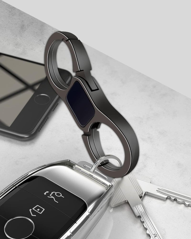 Idakekiy Key Chain Quick Release Spring with 4 Key Rings Heavy Duty Car Keychain Organizer for Men and Women (Dark Grey) - Image 5
