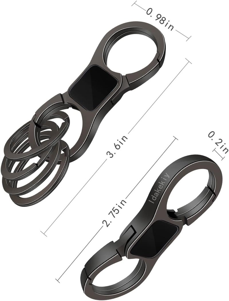 Idakekiy Key Chain Quick Release Spring with 4 Key Rings Heavy Duty Car Keychain Organizer for Men and Women (Dark Grey) - Image 3