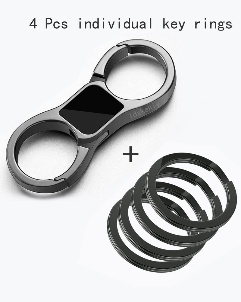 Idakekiy Key Chain Quick Release Spring with 4 Key Rings Heavy Duty Car Keychain Organizer for Men and Women (Dark Grey) - Image 2