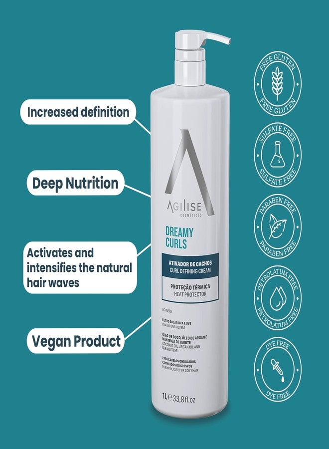 أجيليس أجيليز - كريم تحديد تجعيدات الشعر - كريمات لتشكيل تجعيدات الشعر المموج والمجعد، منتج للعناية بالشعر وتصفيفه - نباتي، زيت الأرغان وزيت جوز الهند وزبدة الشيا - 1 لتر - Image 2