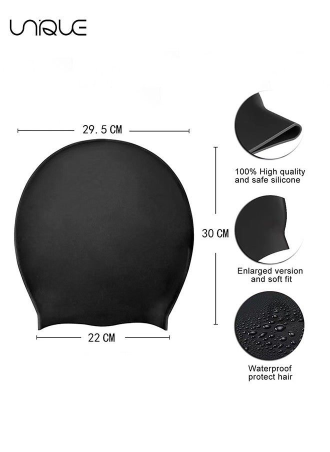 Unique Bathing Cap - Silicone Swim Cap for Women Men Extra Large Special Design Swimming Cap Waterproof Bathing Cap Swim Hat for Very Long Hair Braids Thick Curly Hair Keep Your Hair Dry  - Image 2