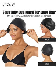 Unique Bathing Cap - Silicone Swim Cap for Women Men Extra Large Special Design Swimming Cap Waterproof Bathing Cap Swim Hat for Very Long Hair Braids Thick Curly Hair Keep Your Hair Dry  - Image 3