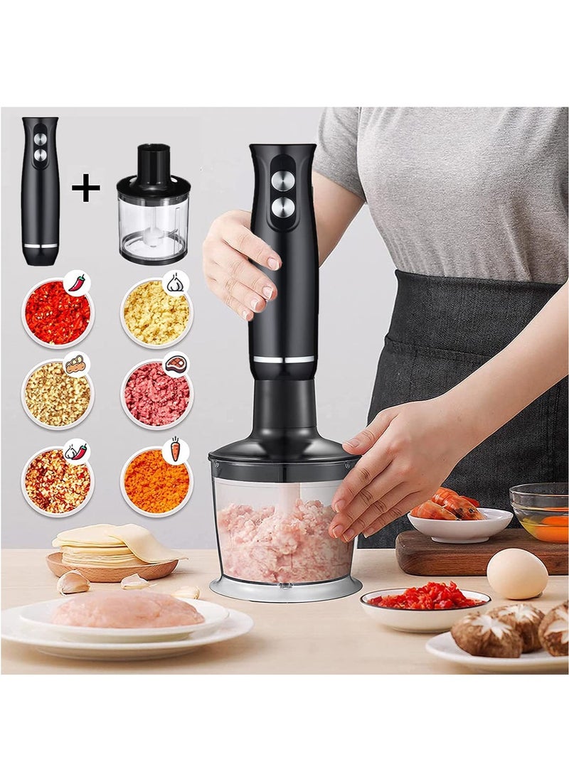 4 in 1 Heavy Duty Copper Motor Immersion Blender, Titanium Steel Blade Hand Blender, Comfort Handle, Whisk, Beaker/Measuring Cup
