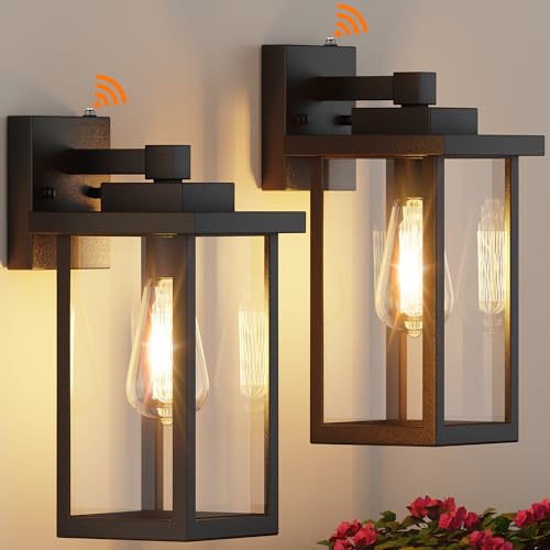 WIHTU Outdoor Porch Lights Fixtures Wall Mount, Dusk to Dawn Outdoor Lighting Fixtures for House, Sensor Exterior Wall Lights, Waterproof Sconce Outside Lamp, Anti Rust Wall Lantern for Garage - Image 1