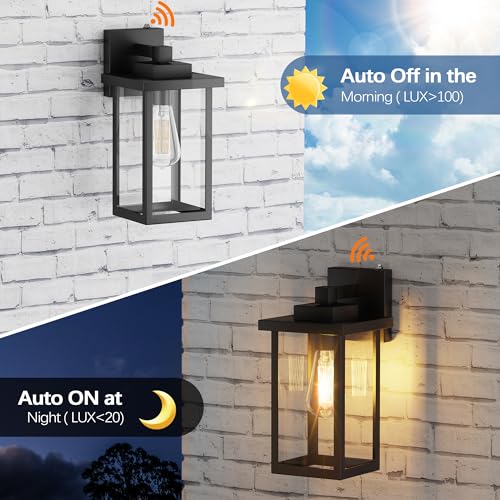 WIHTU Outdoor Porch Lights Fixtures Wall Mount, Dusk to Dawn Outdoor Lighting Fixtures for House, Sensor Exterior Wall Lights, Waterproof Sconce Outside Lamp, Anti Rust Wall Lantern for Garage - Image 2