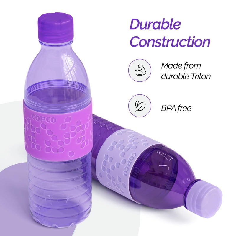 Copco Hydra 16.9oz Water Bottle  Set of 2 - Non-Slip Sleeve & BPA-Free Tritan Plastic - Dishwasher Safe  Reusable To Go Bottle - Leak-Proof  Spill-Proof  Portable Water Bottle (Purple & Light Purple) - Image 2