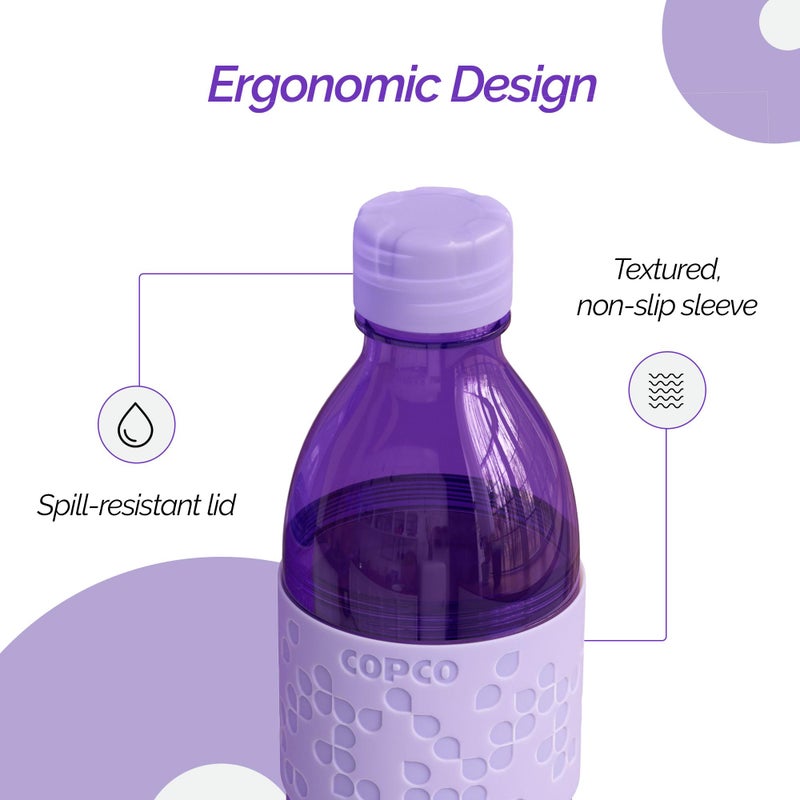 Copco Hydra 16.9oz Water Bottle  Set of 2 - Non-Slip Sleeve & BPA-Free Tritan Plastic - Dishwasher Safe  Reusable To Go Bottle - Leak-Proof  Spill-Proof  Portable Water Bottle (Purple & Light Purple) - Image 4