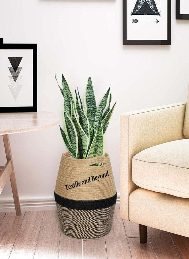 Textile and Beyond منظم تخزين صغير من الحبال من Textile and Beyond Boho Home Decor - سلة من الجوت للفواكه، الغسيل، الألعاب، سلة هدايا، صينية أطفال لغرفة المعيشة والمطبخ والحمام (G.2) - Image 3