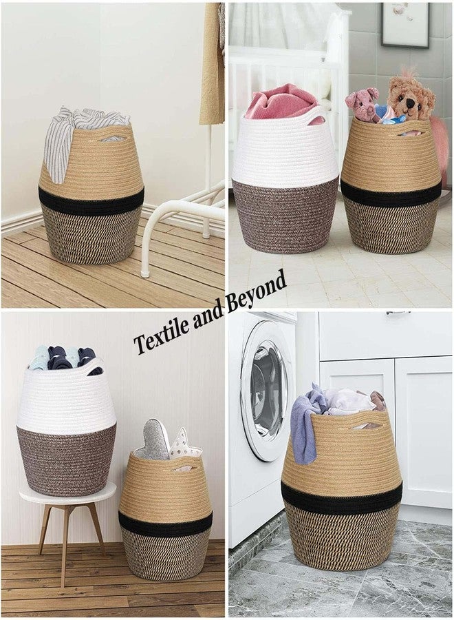 Textile and Beyond منظم تخزين صغير من الحبال من Textile and Beyond Boho Home Decor - سلة من الجوت للفواكه، الغسيل، الألعاب، سلة هدايا، صينية أطفال لغرفة المعيشة والمطبخ والحمام (G.2) - Image 5