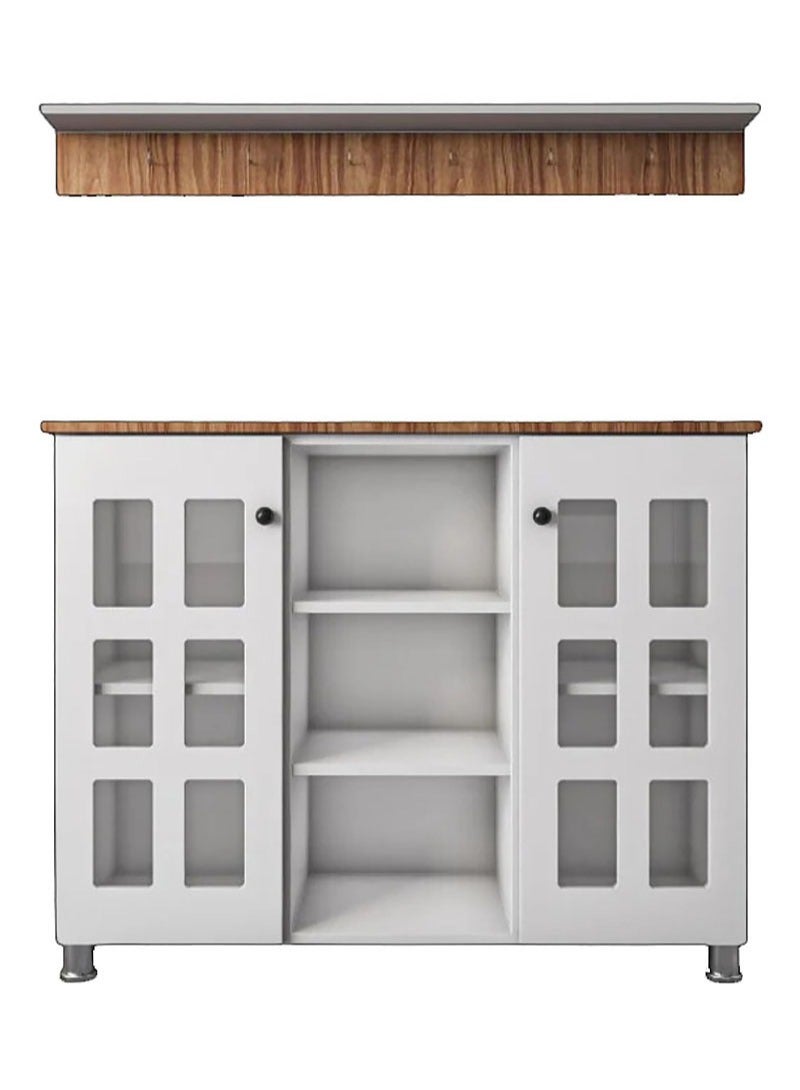 إيه جي دي خزانة تخزين متعددة الأغراض لركن القهوة، خزانة جانبية للمطبخ بأرفف وأبواب، حامل فرن الميكروويف، منظم مطبخ للأواني والفواكه والخضروات - Image 2