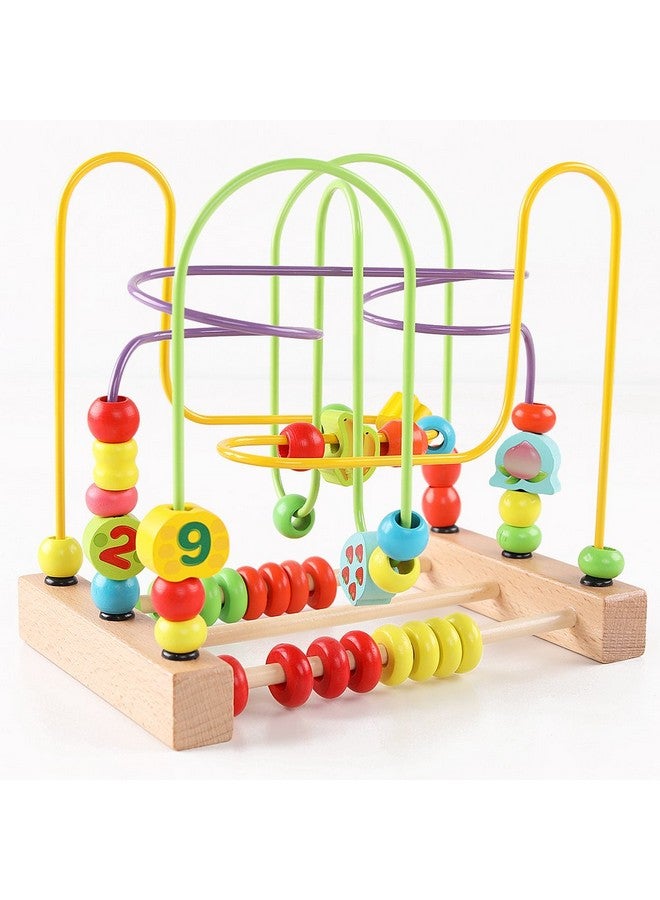 QZMTOY Wooden Toys for Toddlers, Bead Maze Toy for Toddlers with Colorful Animals Fruits Shapes, Educational Counting Learning Circle Toys for Kids, Classic Gifts for Boys Girls Baby - Image 3
