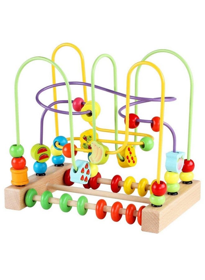 QZMTOY Wooden Toys for Toddlers, Bead Maze Toy for Toddlers with Colorful Animals Fruits Shapes, Educational Counting Learning Circle Toys for Kids, Classic Gifts for Boys Girls Baby - Image 4