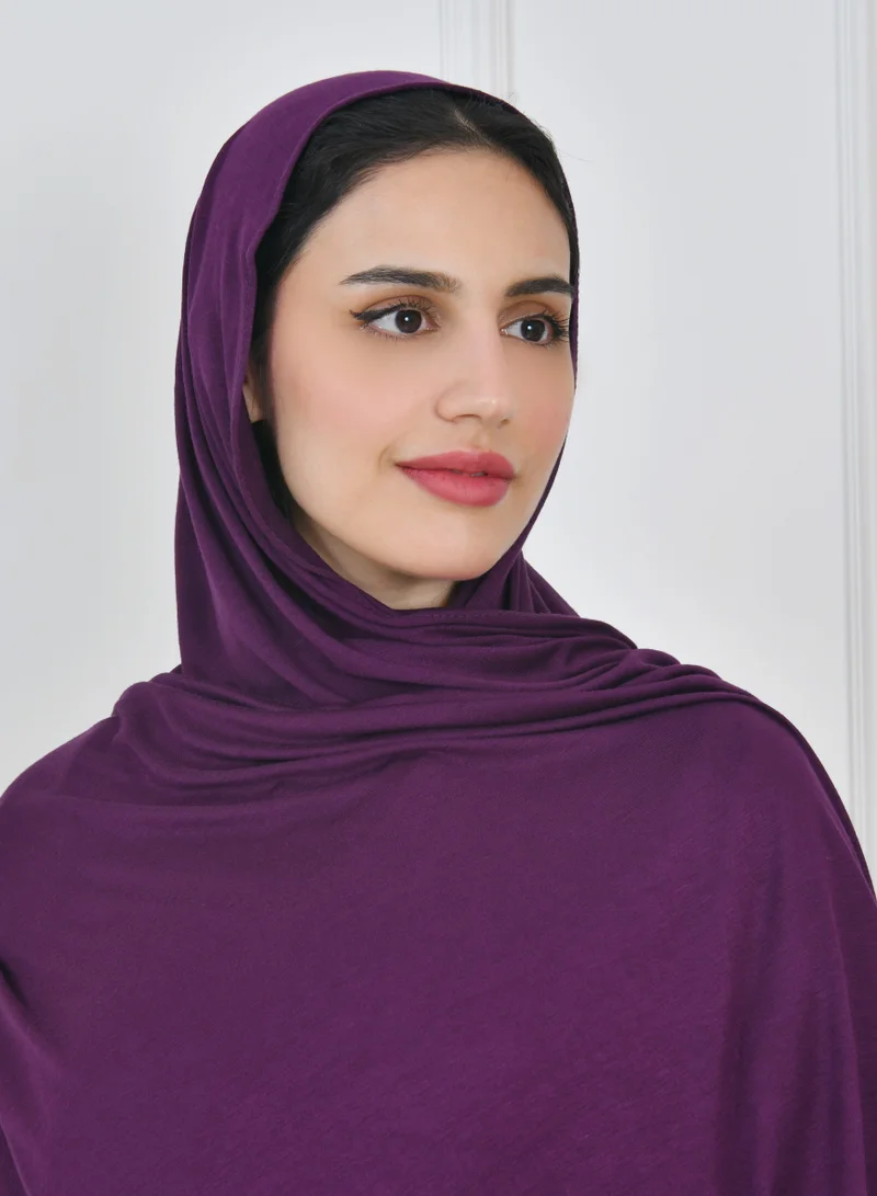عبايات حوراء طرحه قطنية سادة اللون الأرجواني