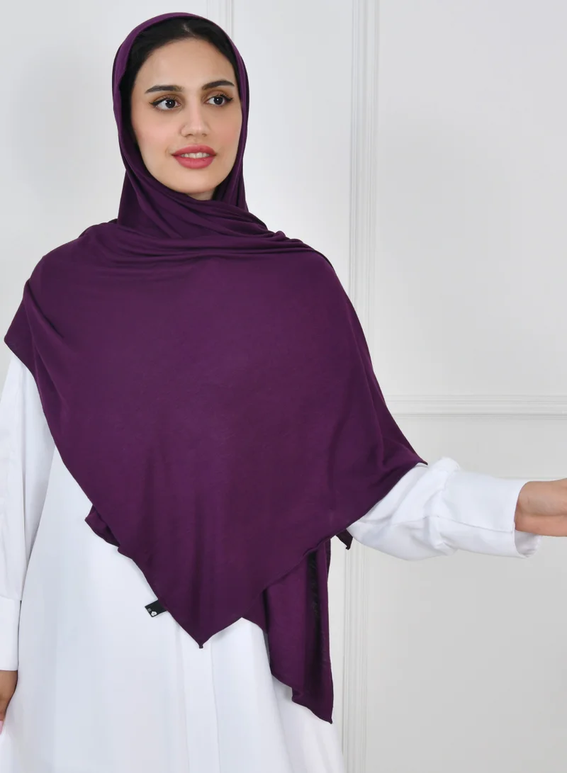 عبايات حوراء طرحه قطنية سادة اللون الأرجواني