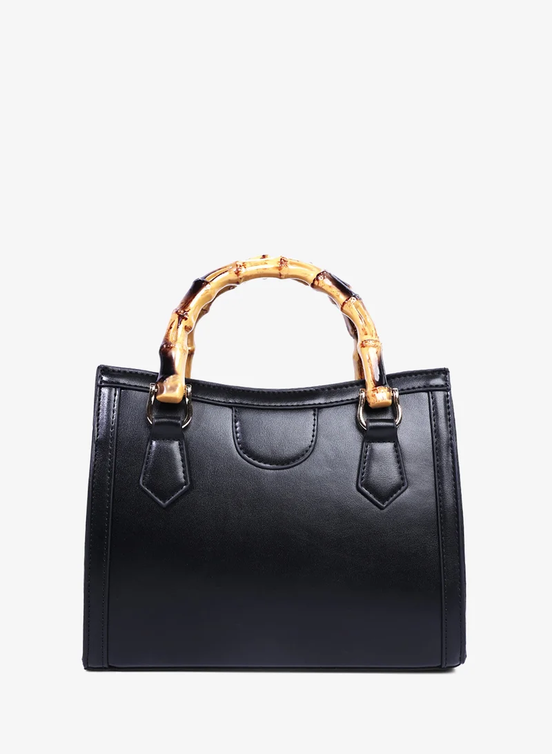 London Rag Black Cane Handle Hand Bag