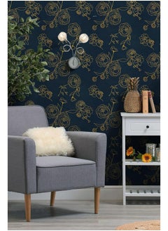 Rylan 45 * 900 Peel and Stick Wallpaper Gold and White Contact Paper Floral Wallpaper Self Adhesive Removable Wallpaper for Bedroom Covering Vinyl Rolls(Blue & Gold) - pzsku/Z0867874AF31763ABF287Z/45/_/1738306748/9b80bd61-de1c-4604-b347-b21ee3b64bf4