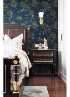 Rylan 45 * 900 Peel and Stick Wallpaper Gold and White Contact Paper Floral Wallpaper Self Adhesive Removable Wallpaper for Bedroom Covering Vinyl Rolls(Blue & Gold) - pzsku/Z0867874AF31763ABF287Z/45/_/1738306993/4ce5b148-7da0-43a2-b65a-73bfb267237c