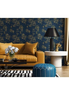 Rylan 45 * 900 Peel and Stick Wallpaper Gold and White Contact Paper Floral Wallpaper Self Adhesive Removable Wallpaper for Bedroom Covering Vinyl Rolls(Blue & Gold) - pzsku/Z0867874AF31763ABF287Z/45/_/1738306995/8a4bc65f-157b-487a-9f70-4835ee53170a