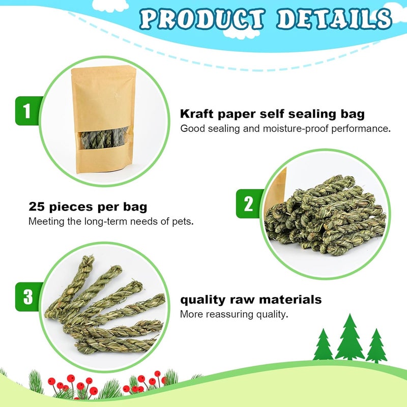 matafat 25 Pieces Timothy Rabbit Hay Toy, Small Animal Treats, Natural Grass Sticks, Chew Toys, Mola Snacks - Image 4