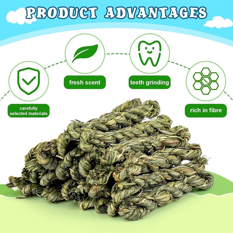 matafat 25 Pieces Timothy Rabbit Hay Toy, Small Animal Treats, Natural Grass Sticks, Chew Toys, Mola Snacks - Image 3