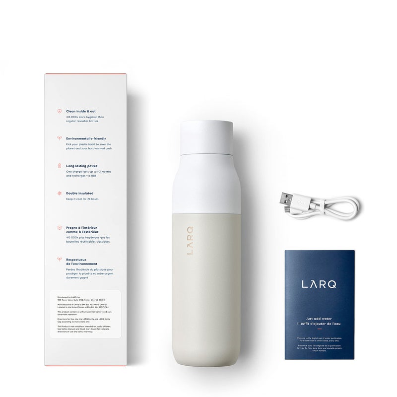 لارك LARQ BOTTERVIS 17 أوقية-زجاجة ماء من الفولاذ المقاوم للصدأ مع عزل معزول مع تنقية المياه الأشعة فوق البنفسجية والتصميم الحائز على جائزة | قابلة لإعادة الاستخدام والسفر ودية واحدة الضمان لمدة عام واحد الجرانيت الأبيض - Image 5