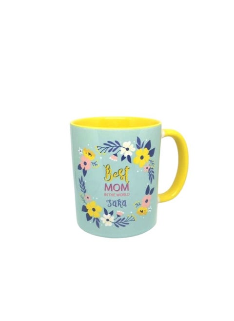 best mom mug with yellow and blue writings